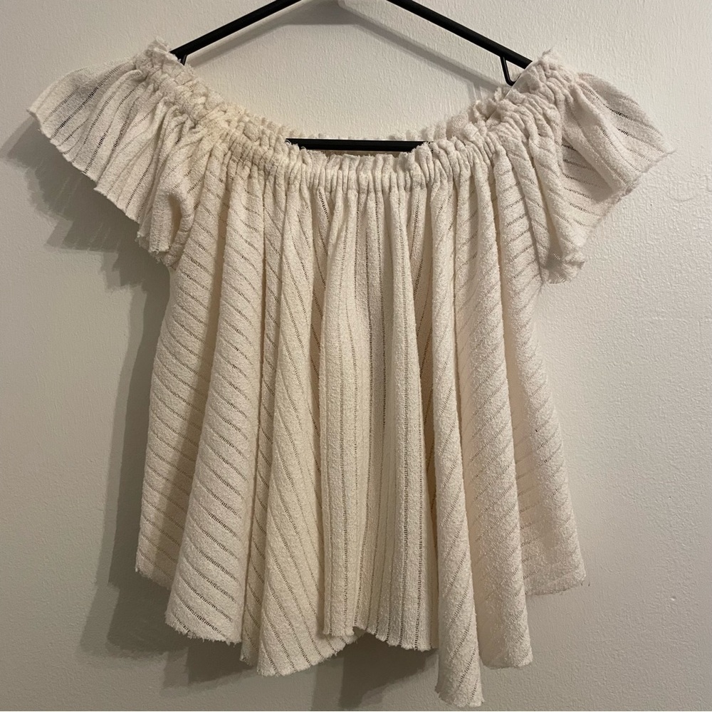 FP Beach Cropped Blouse Off Shoulder elastic short sleeve Top size small - Picture 6 of 6